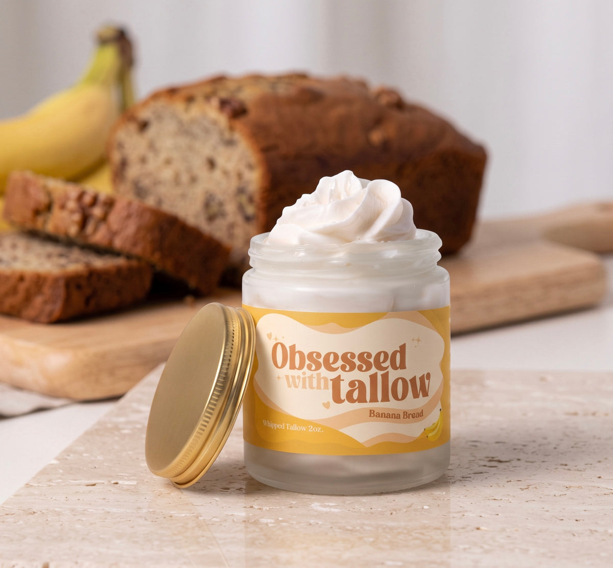 "Banana Bread" Whipped Tallow Glass Jar