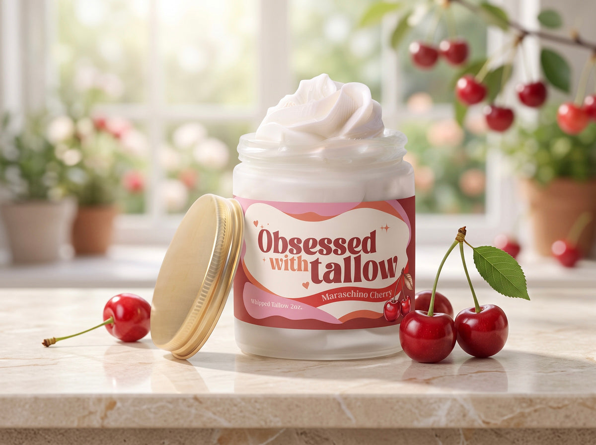 "Maraschino Cherry" Whipped Tallow Balm Glass Jar