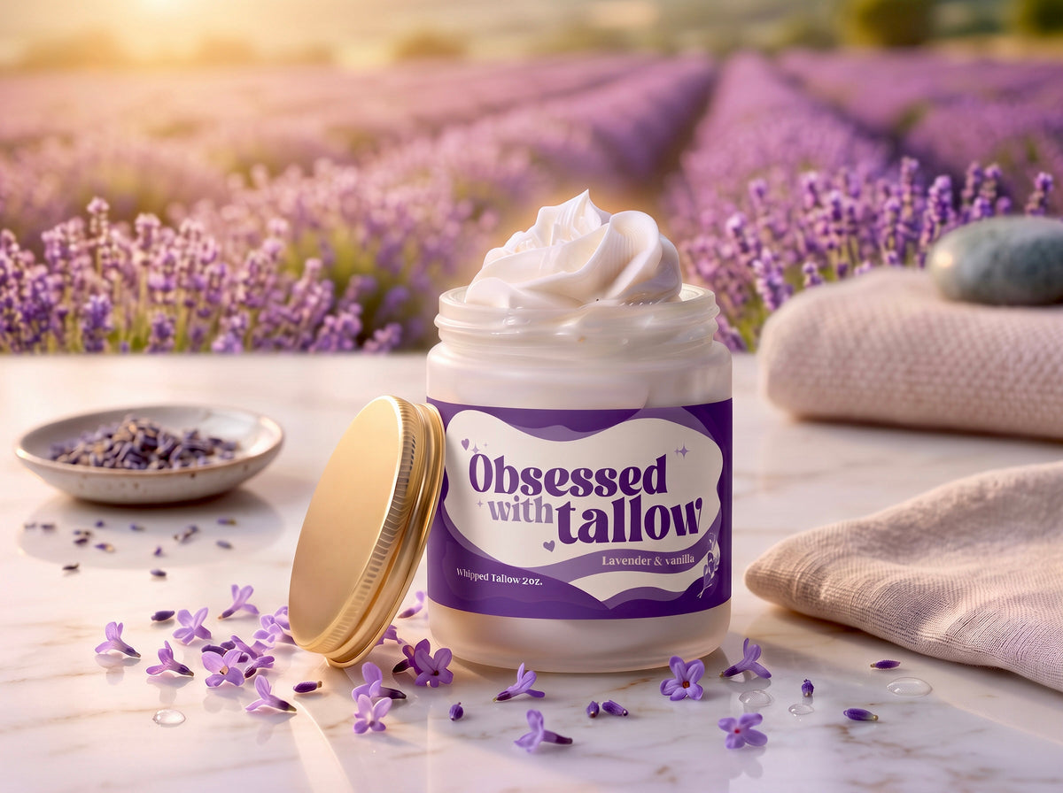 "Lavender & Vanilla" Whipped Tallow Glass Jar