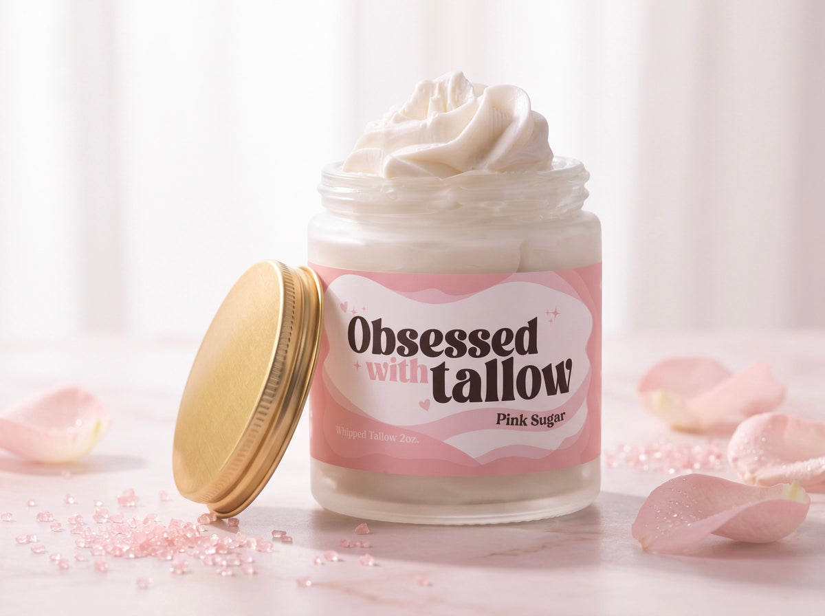"Pink Sugar" Whipped Tallow Glass Jar