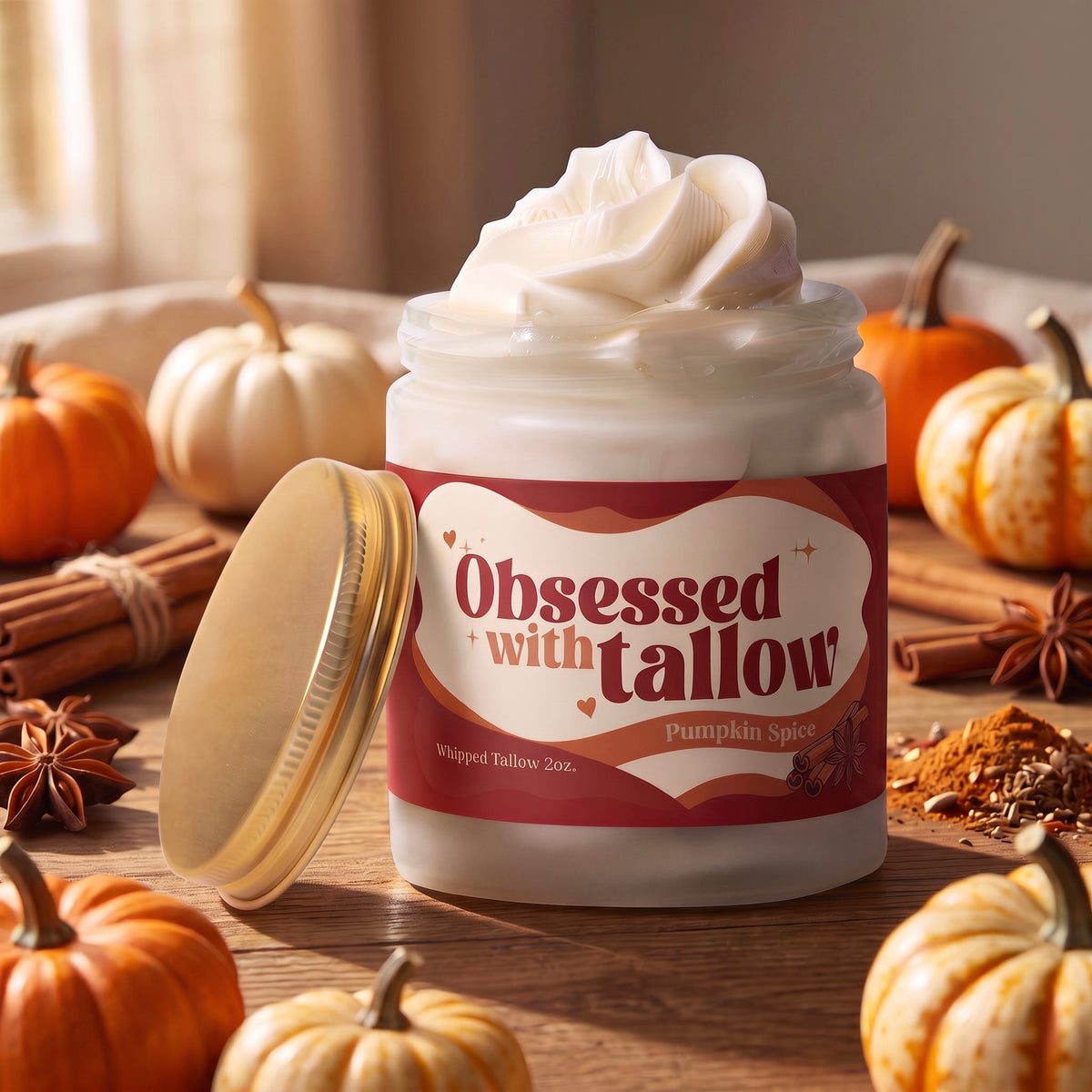 "Pumpkin Spice" Whipped Tallow Glass Jar
